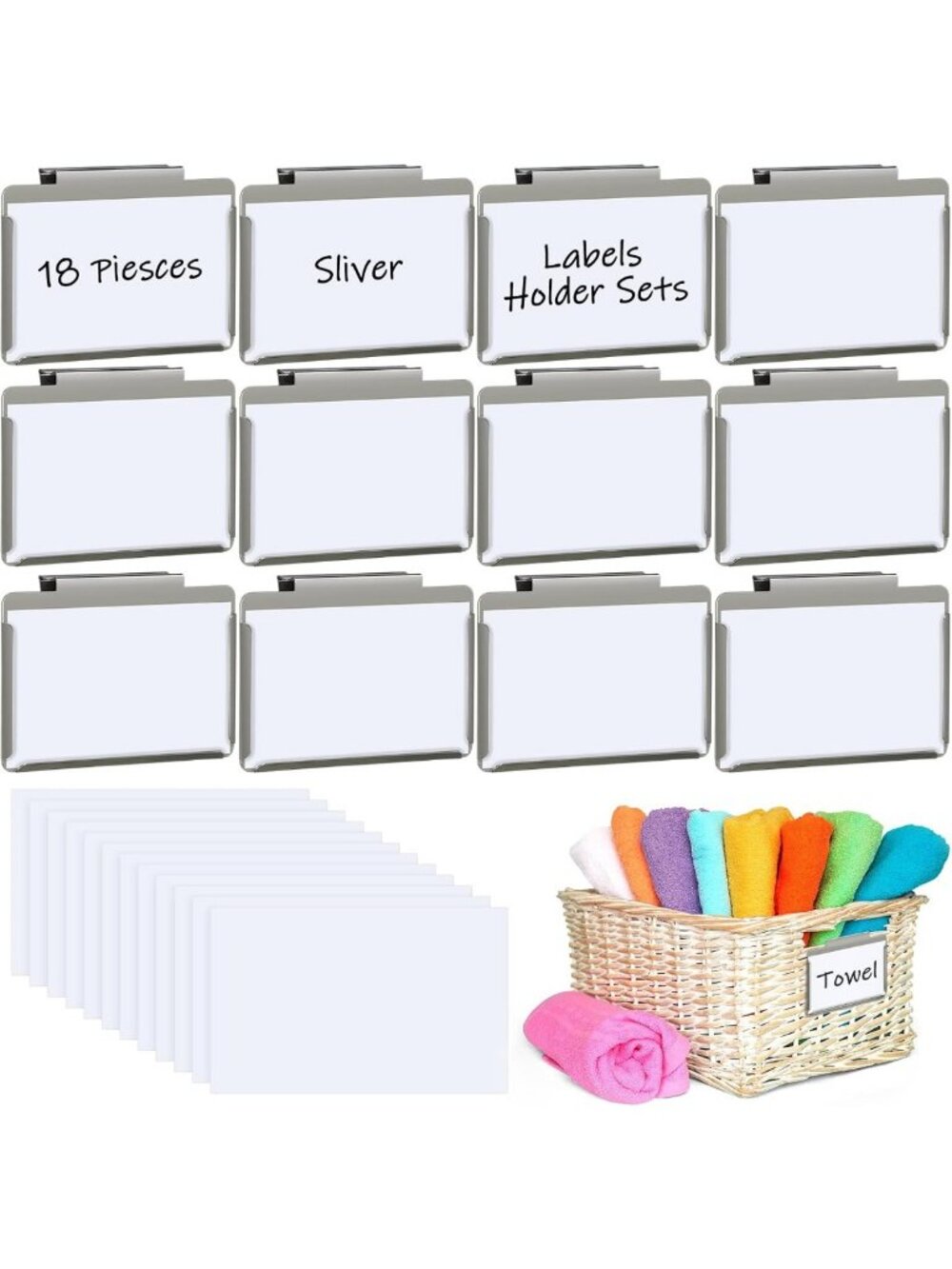 12 Pack Metal Basket Labels Clips for Storage Bins - Organize & Label Easily